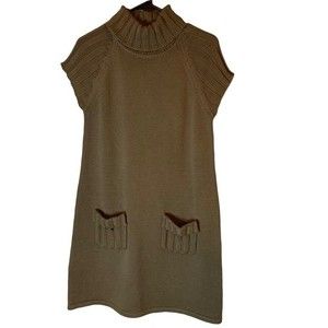 Women's Brown Calvin Klein Turtleneck Cable Knit Sweater Dress. Size Medium.
